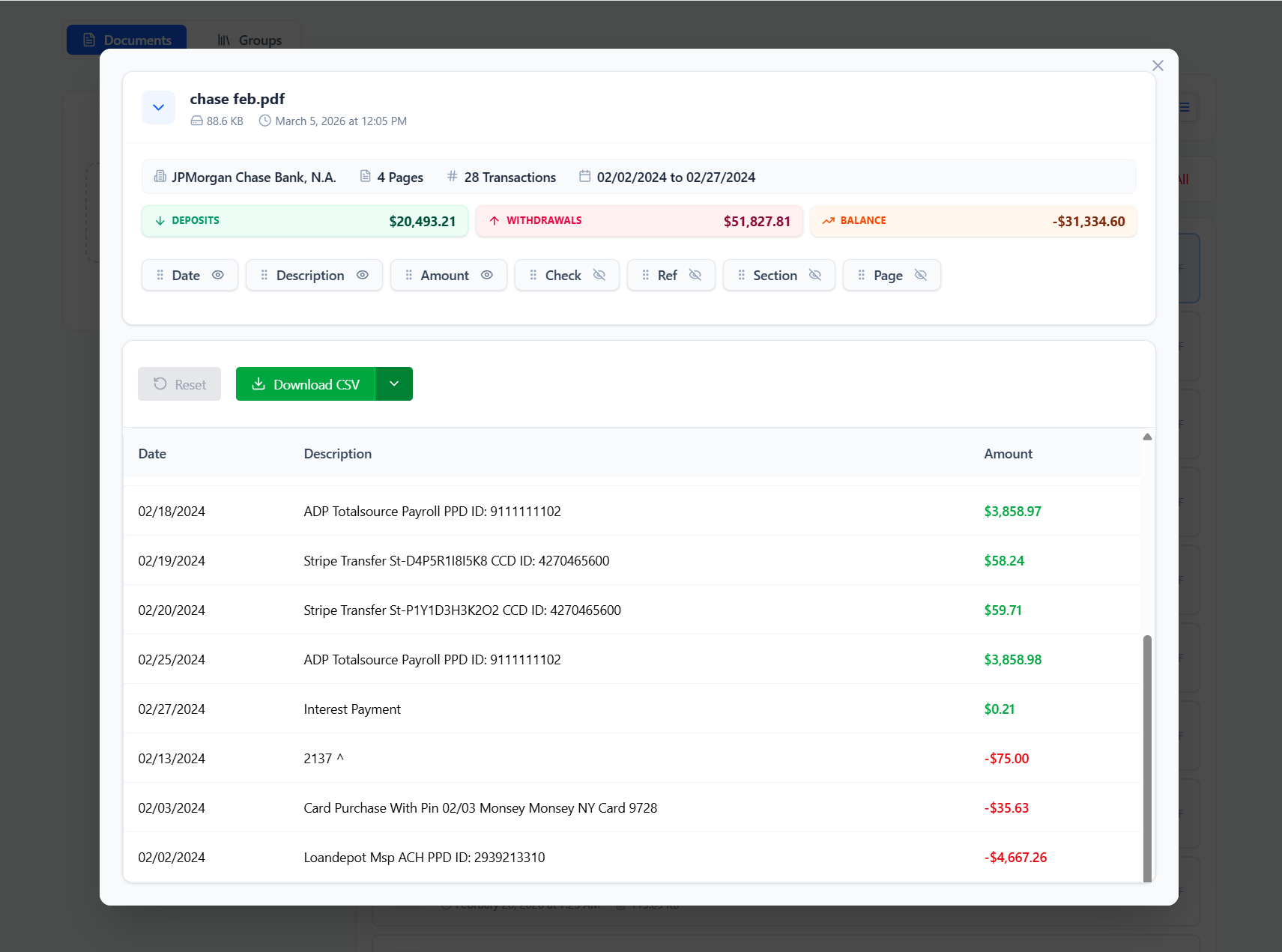 ProcessBankStatement | Stellar Launch