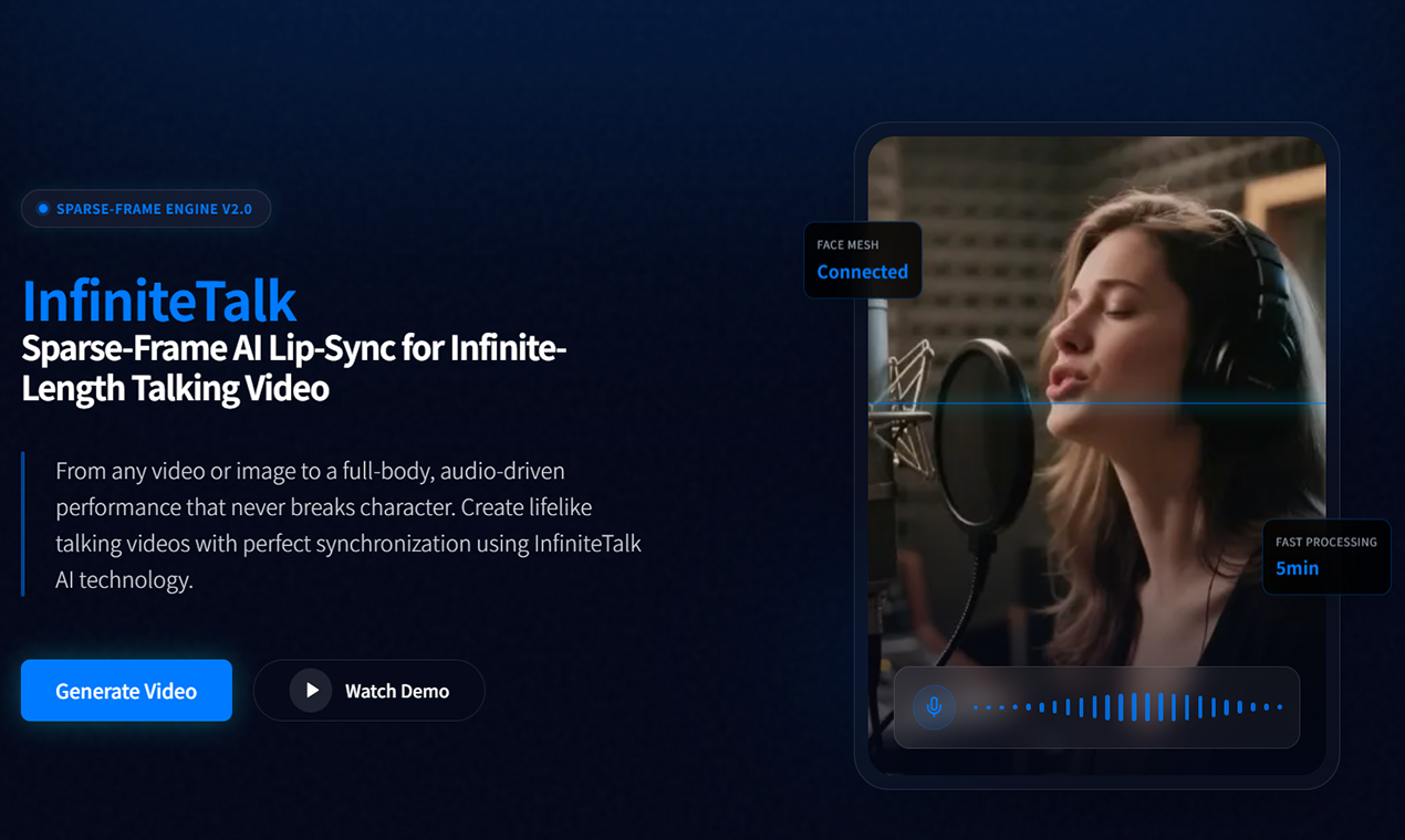 InfiniteTalk AI Lip-Sync Talking Video Generator | Stellar Launch